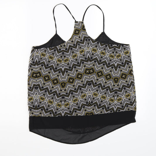 New Look Womens Black Geometric Chiffon Basic Tank Size 12