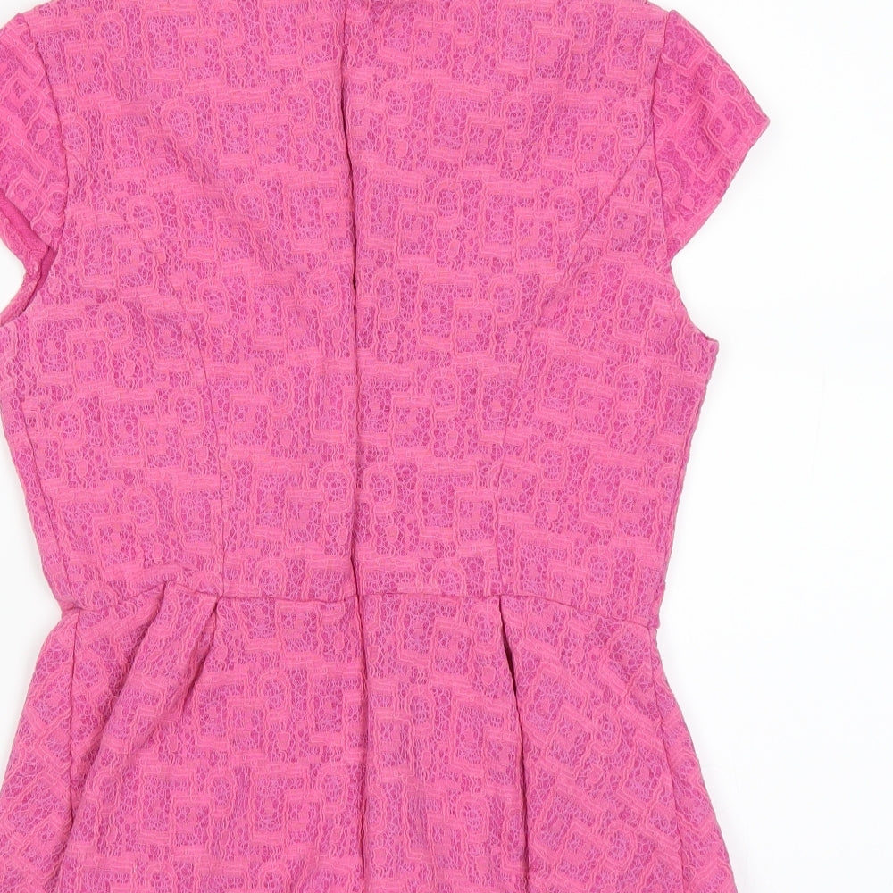 Collection London Womens Pink   Basic Blouse Size 8  - lace detail