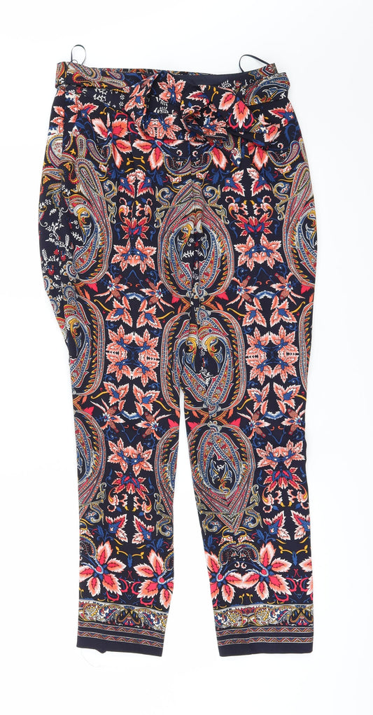 Oasis Womens Multicoloured Geometric  Trousers  Size 8 L27 in