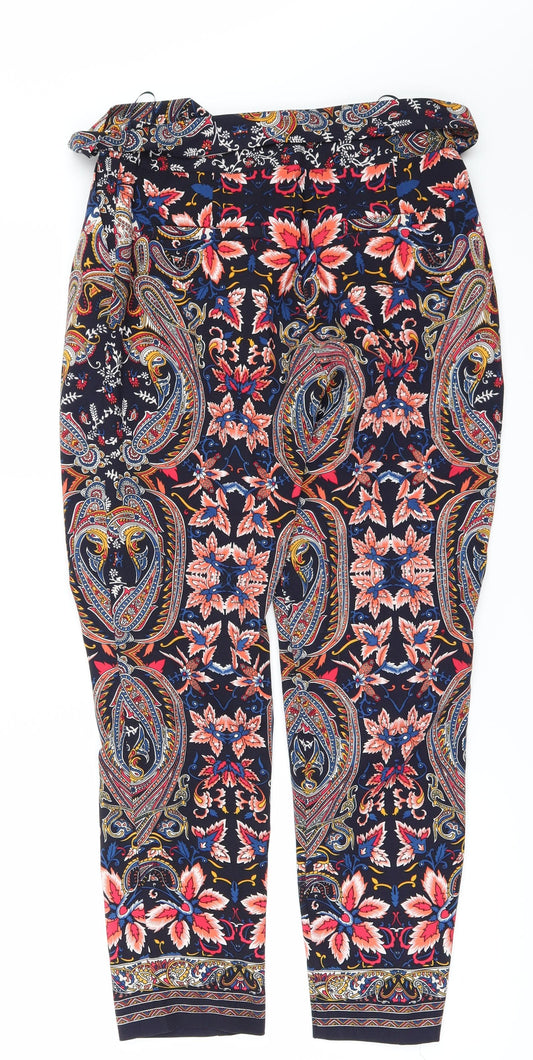 Oasis Womens Multicoloured Geometric  Trousers  Size 8 L27 in
