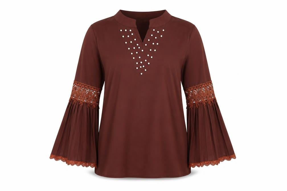 Front view of Berksha women’s red tunic blouse, size M