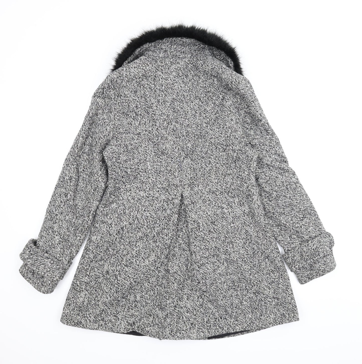 Carmel Womens Grey Houndstooth  Pea Coat Coat Size 12