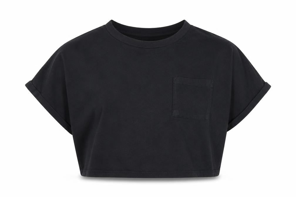 Front view of New Look girls’ black cropped tank, size 10-11, years