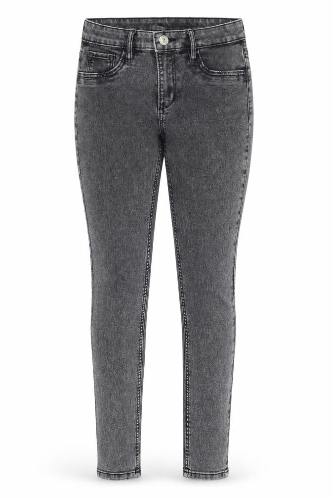 Front view of Preworn girls’ grey denim skinny jeans, size 12-13, years