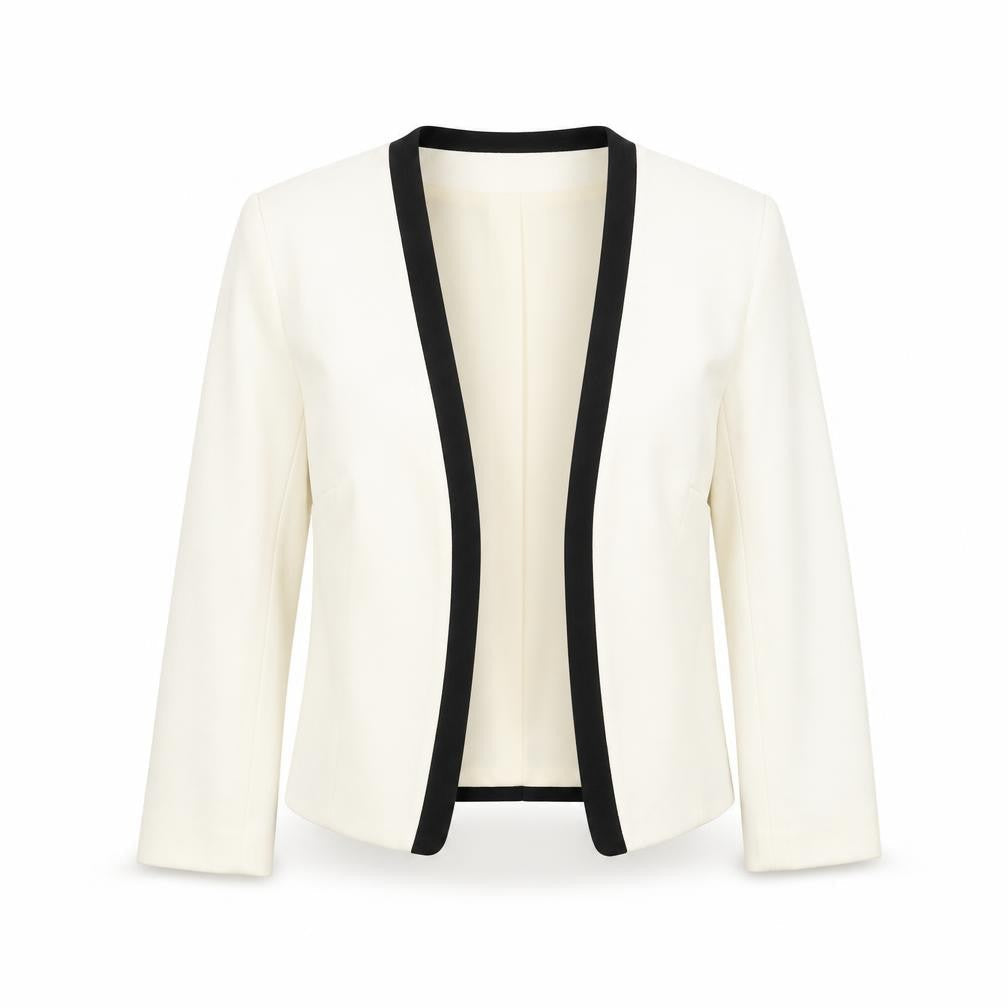 Front view of H&M women’s beige jacket, size UK 8