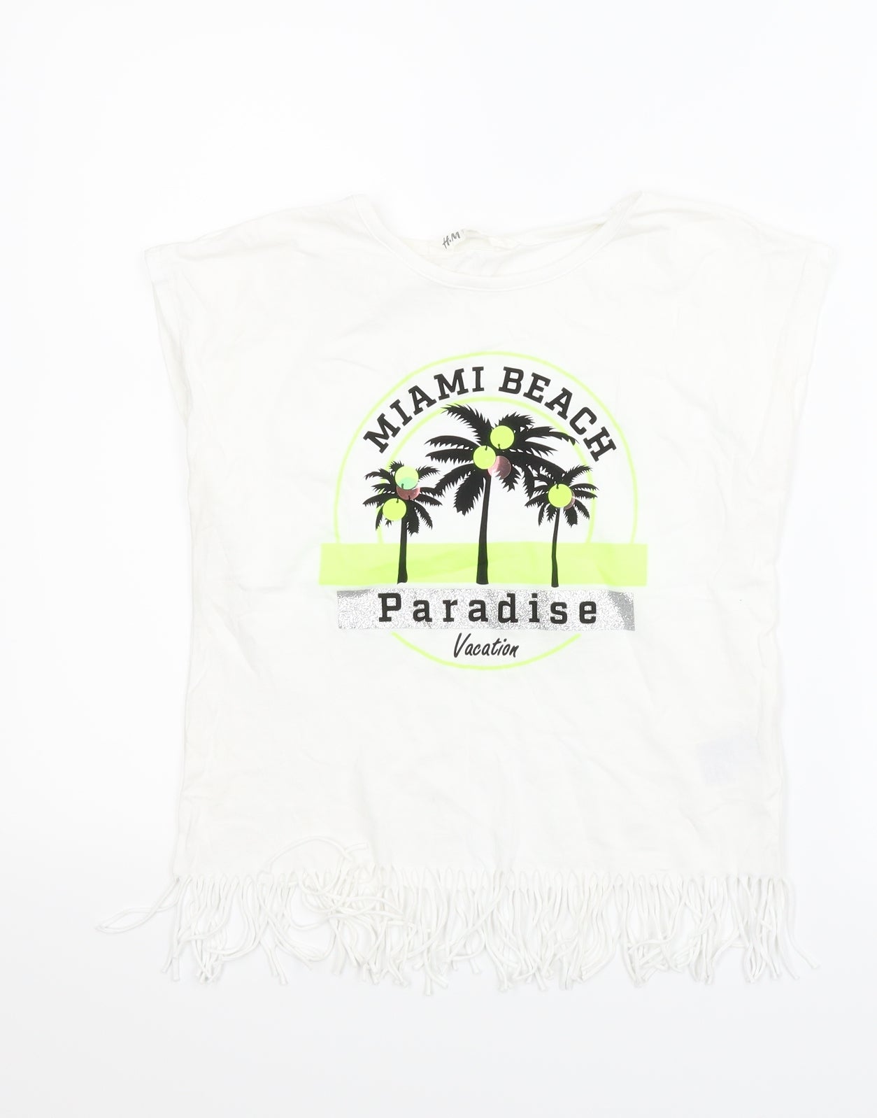H&M Girls White   Basic T-Shirt Size 10-11 Years