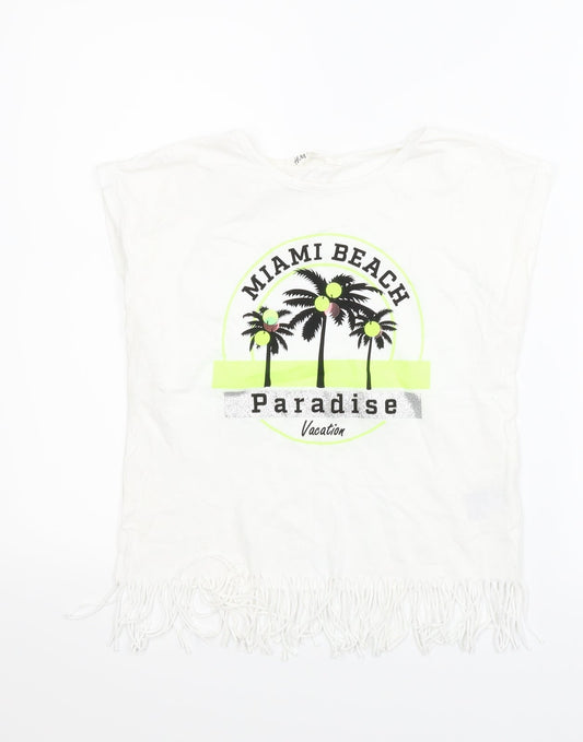 H&M Girls White   Basic T-Shirt Size 10-11 Years