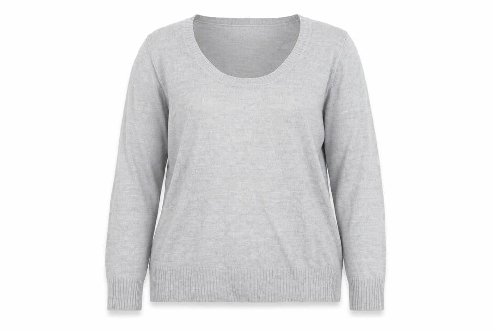 Front view of Papaya women’s grey jumper, size UK 16