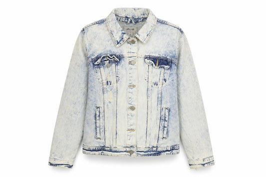 Front view of Denim Co women’s blue denim jacket, size UK 10
