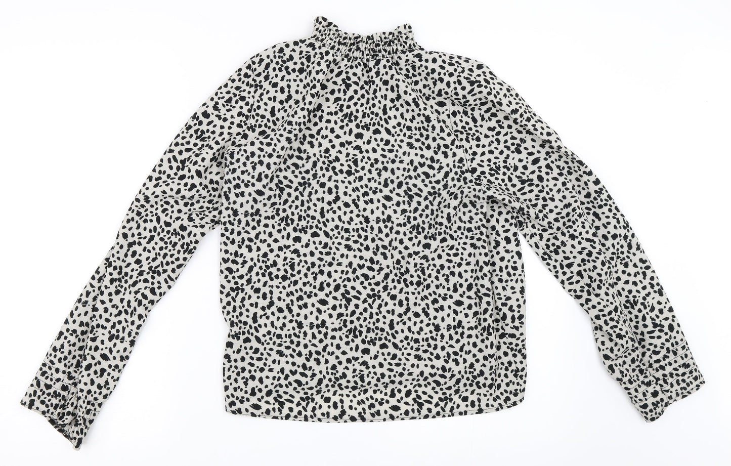 Preworn Womens Grey Animal Print  Basic Blouse Size 8
