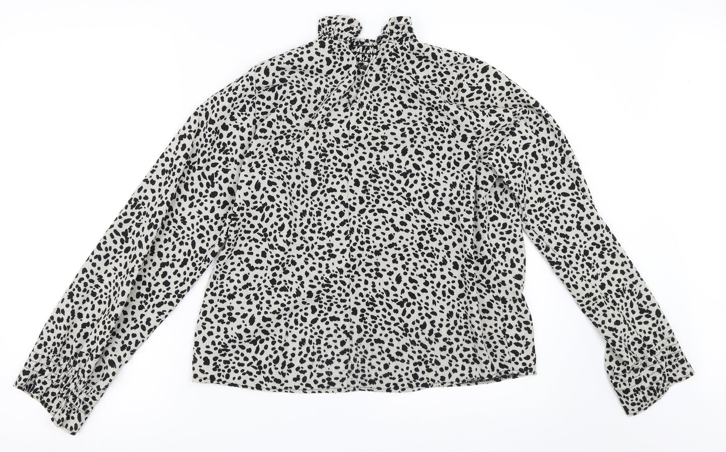 Preworn Womens Grey Animal Print  Basic Blouse Size 8