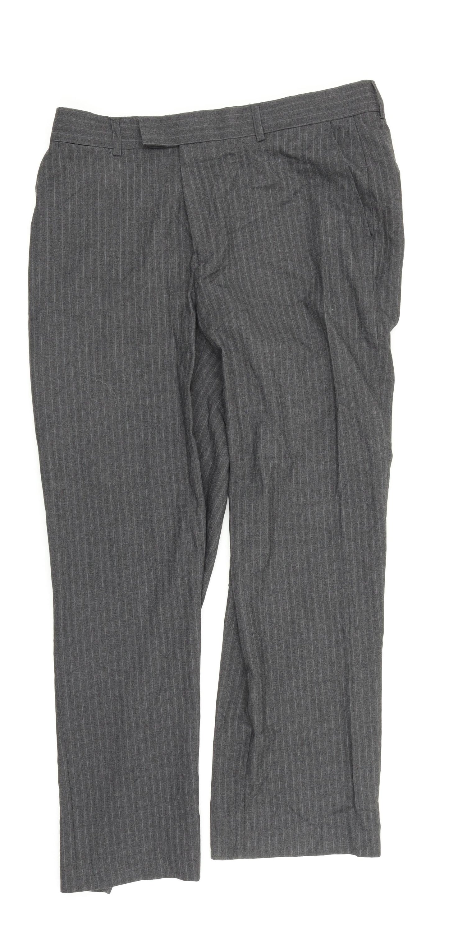 Debenhams Mens Grey Striped  Dress Pants Trousers Size 36 in L28 in
