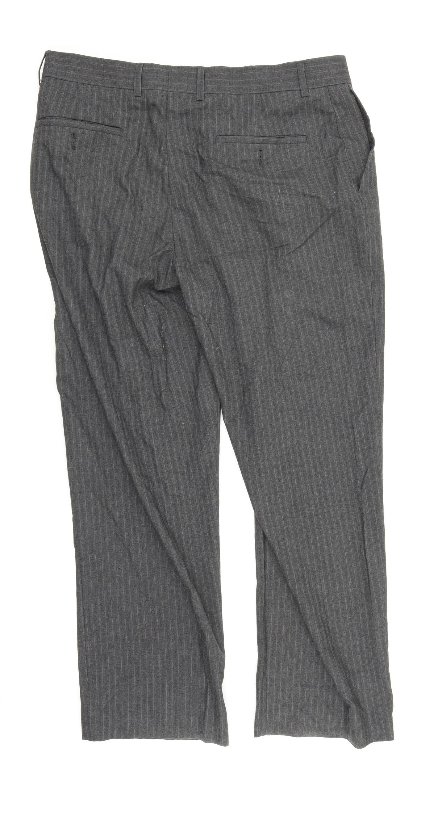 Debenhams Mens Grey Striped  Dress Pants Trousers Size 36 in L28 in