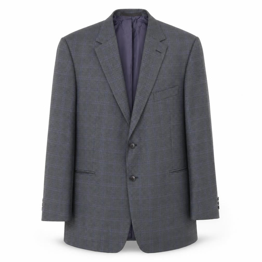 Front view of Marks & Spencer men’s blue check jacket suit jacket, size M