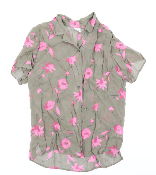 Casablanca Womens Green Floral  Basic Button-Up Size 16