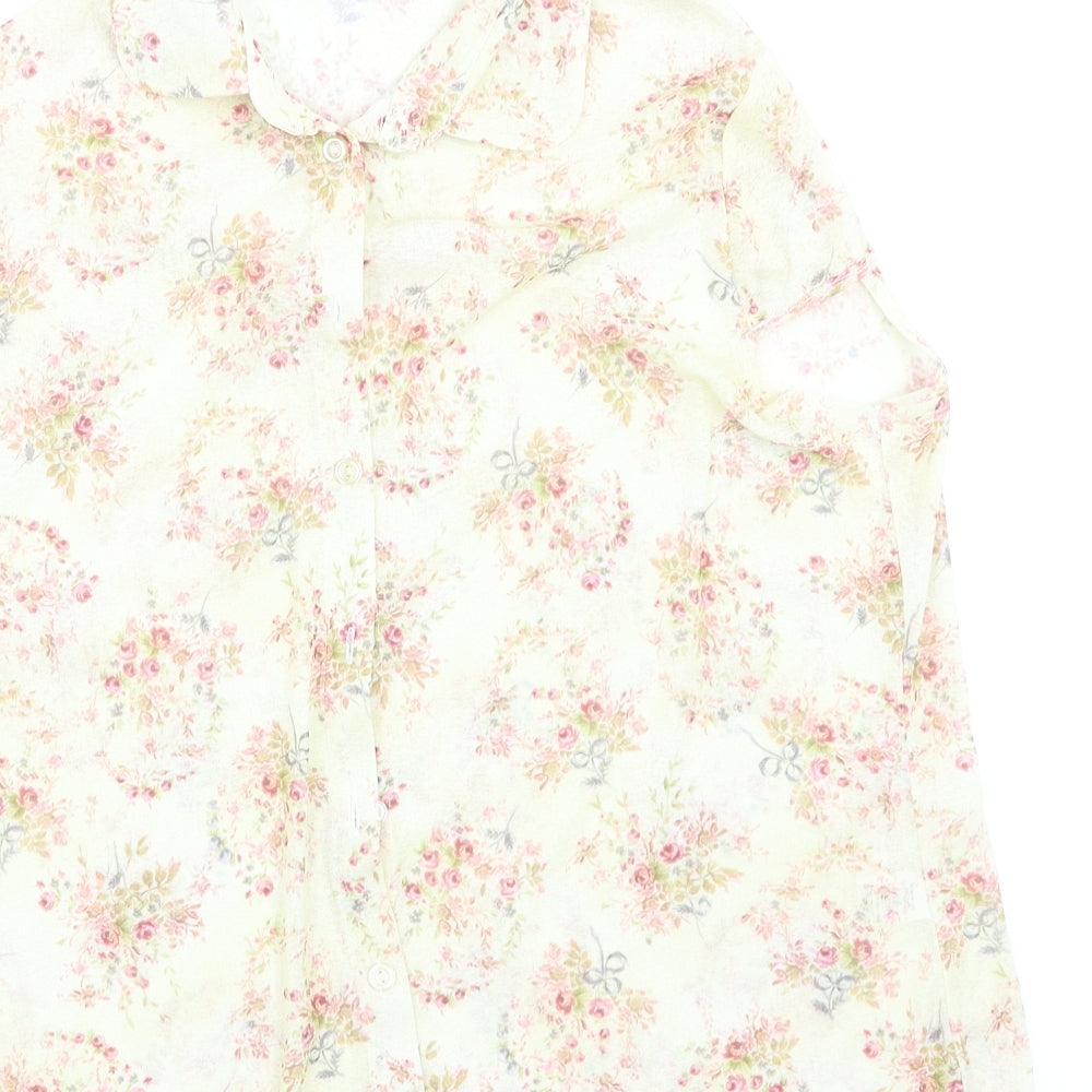Berkertex Womens Yellow Floral  Basic Button-Up Size 16
