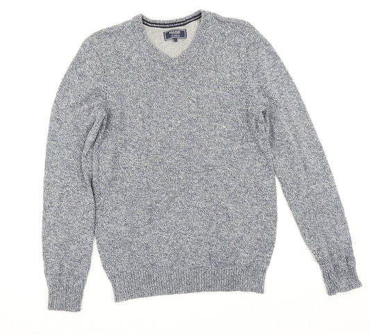 Maine New England Mens Blue Herringbone  Pullover Jumper Size S