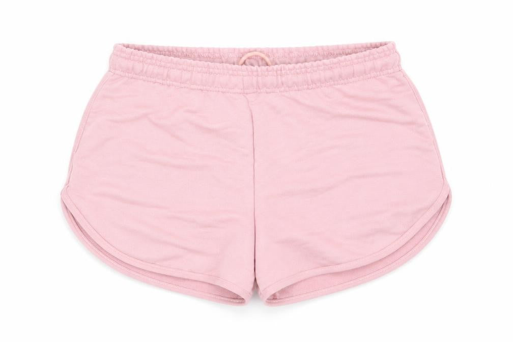 Front view of Misguided women’s pink sweat shorts, size S