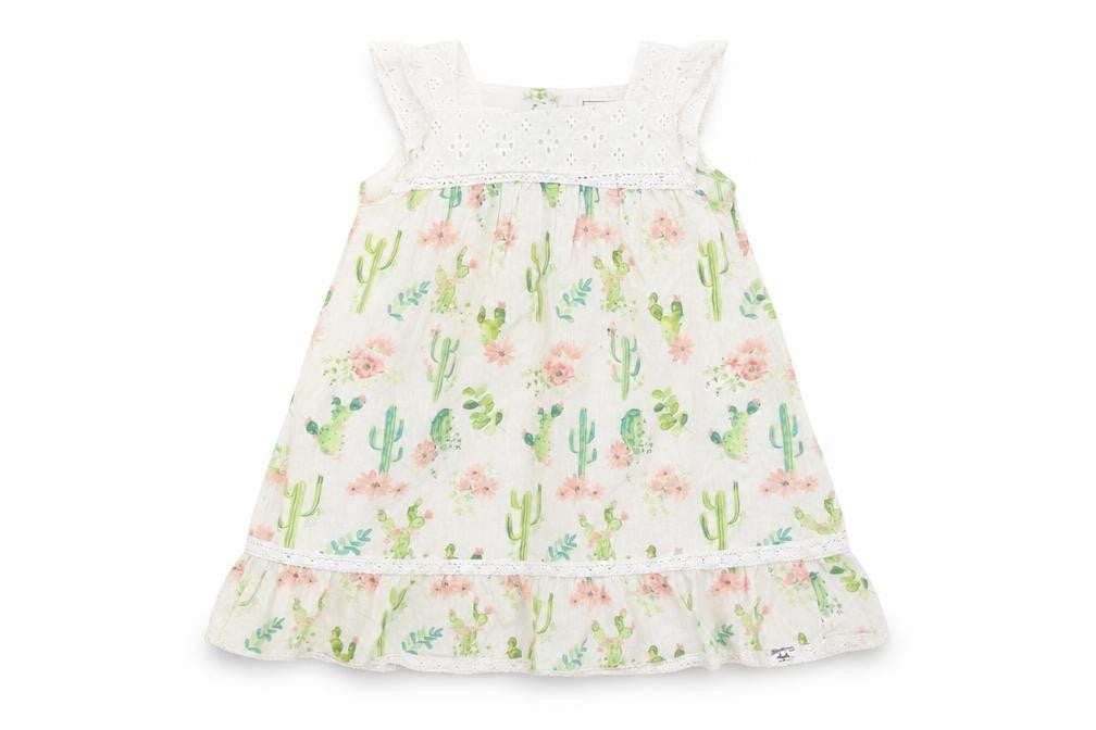 Front view of Mantaray Beige Floral Skater Dress, size 12-18, Months