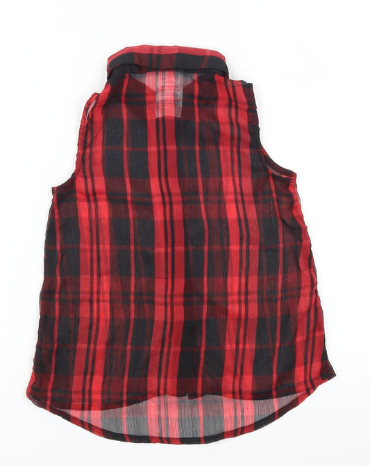 Evie Girls Red Check  Basic Button-Up Size 5 Years