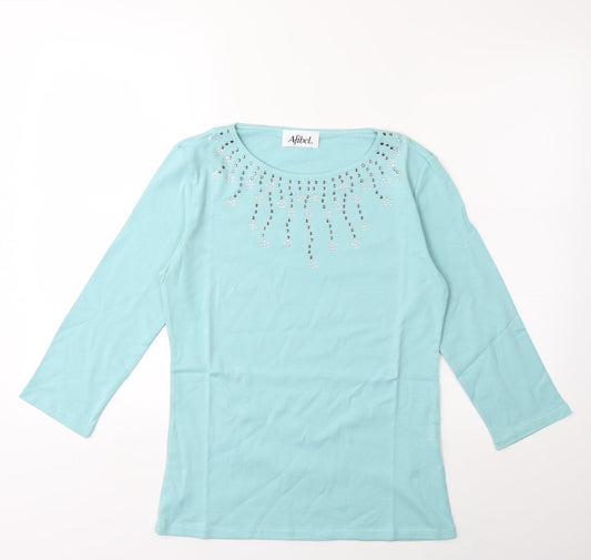 Afibel Womens Green   Basic T-Shirt Size 10