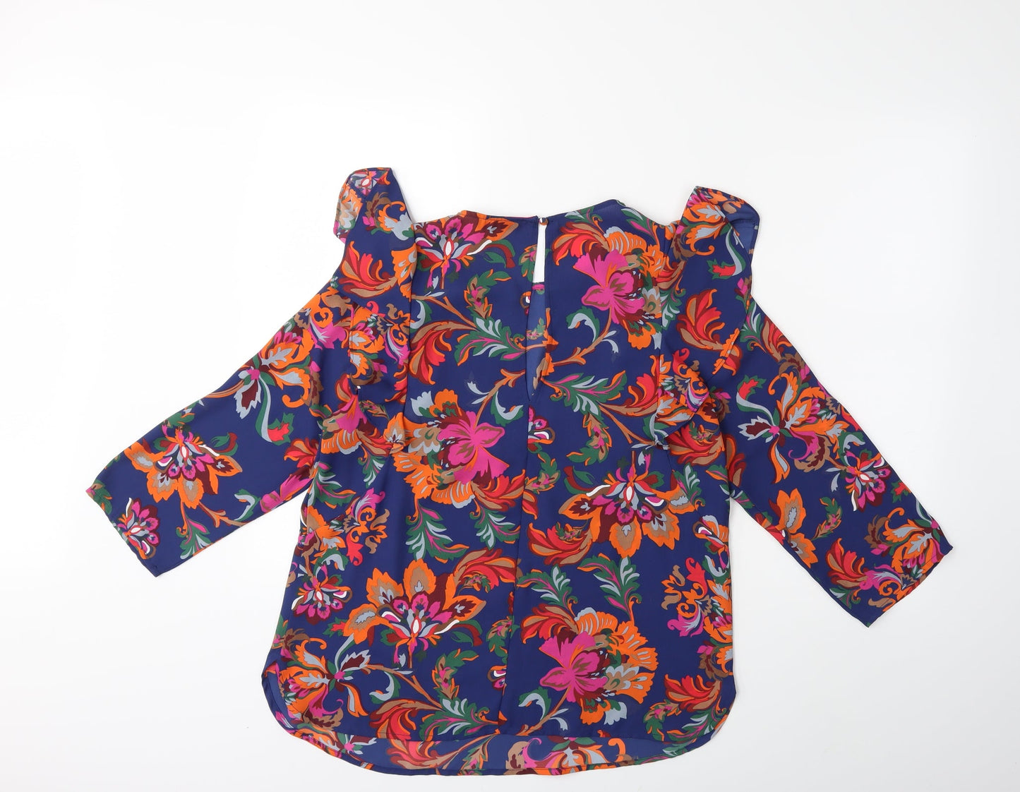 Papaya Womens Blue Floral  Basic Blouse Size 14