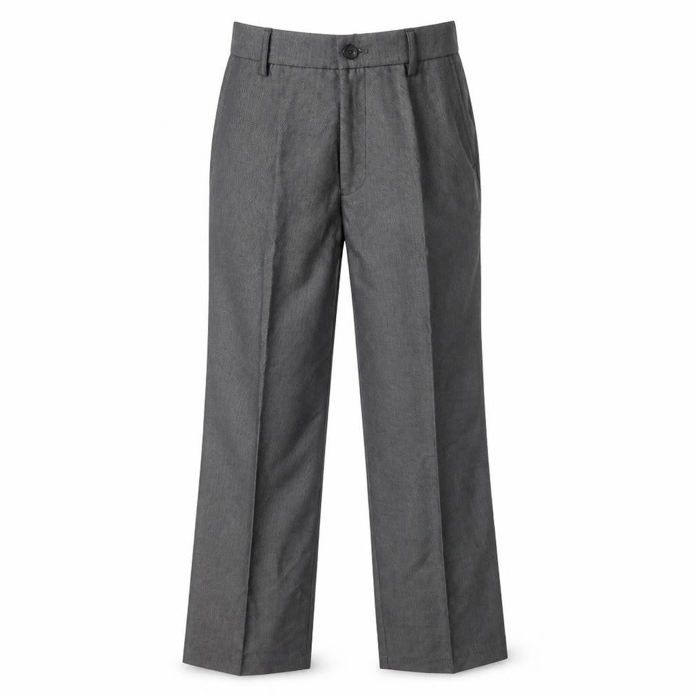 Front view of Preworn boys’ grey dress pants trousers, size 11, years