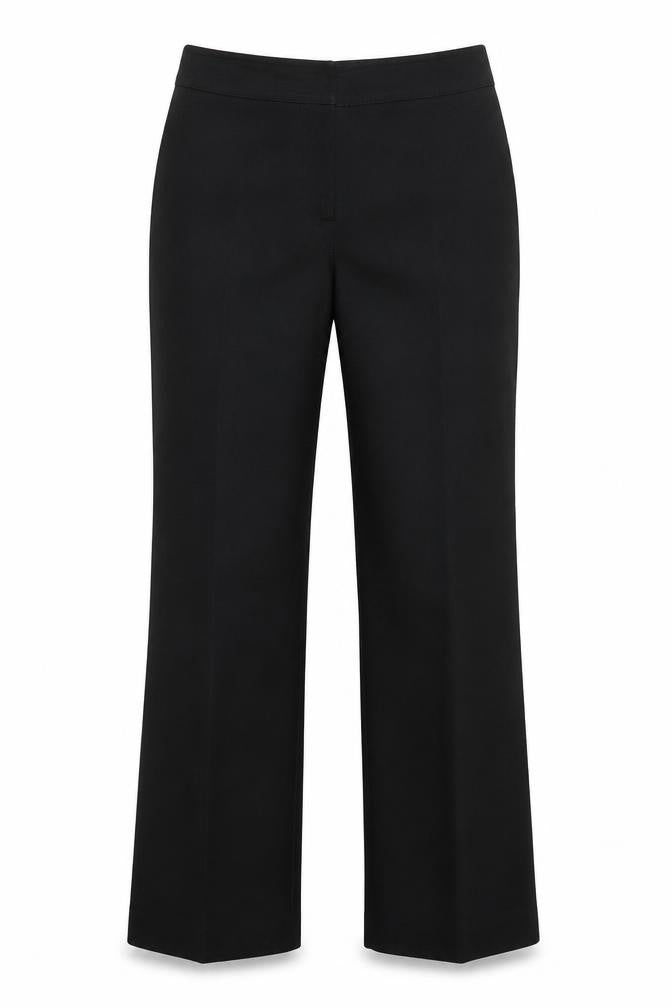 Front view of Spirit women’s black trousers, size UK 34, in, 29-inch leg