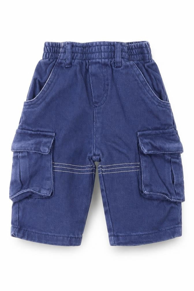 Front view of MAX Blue Capri Trousers, size 3-6, Months