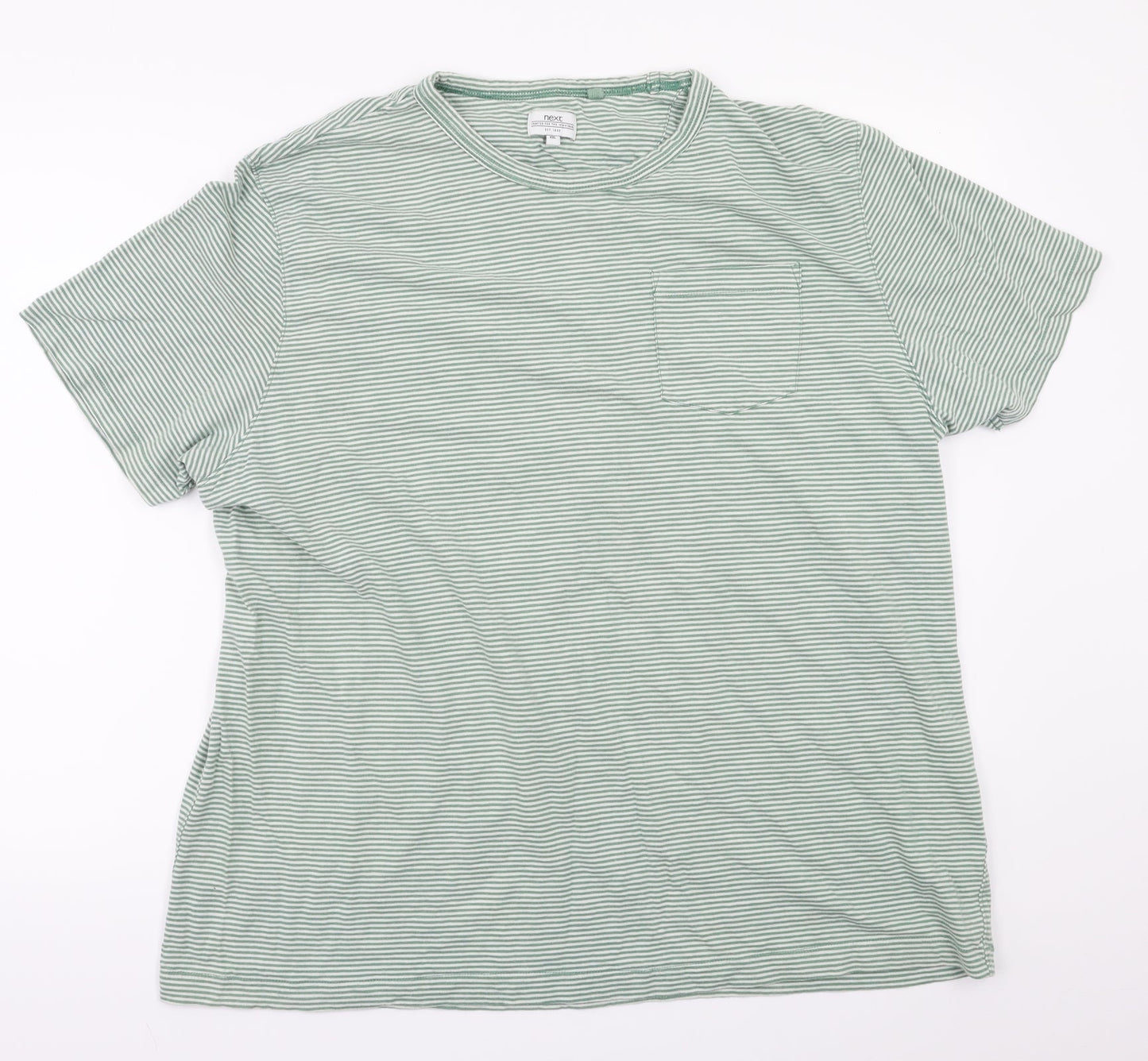NEXT Womens Green Striped  Basic T-Shirt Size 2XL