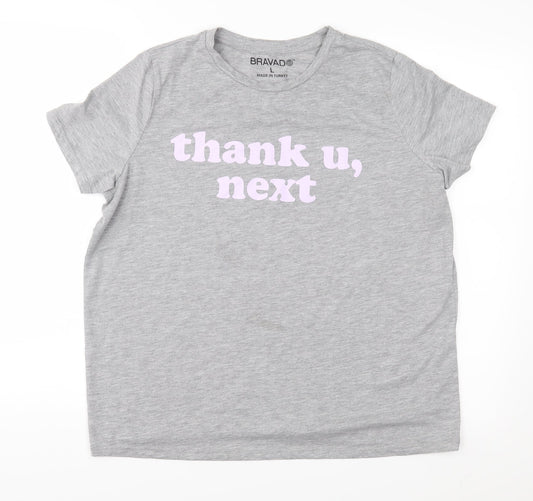 Bravado Womens Grey  Jersey Basic T-Shirt Size L