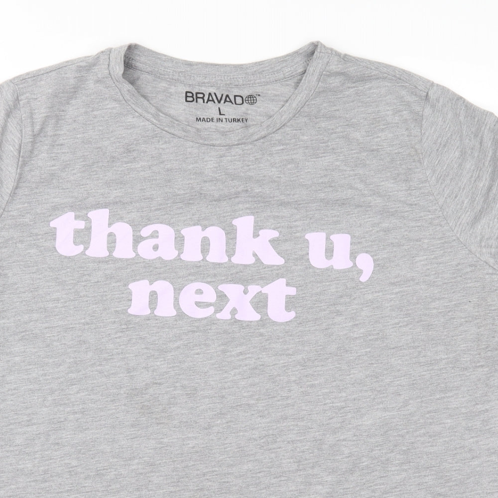 Bravado Womens Grey  Jersey Basic T-Shirt Size L