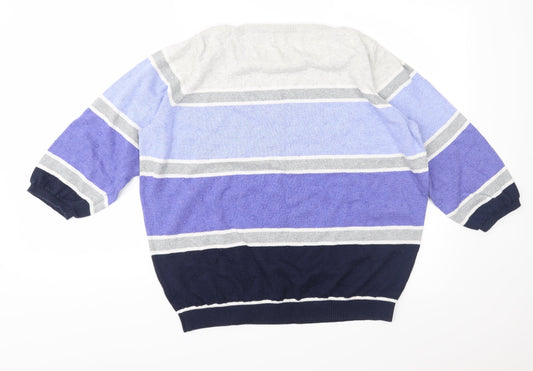 Bonmarché Womens Blue Striped Knit Pullover Jumper Size L