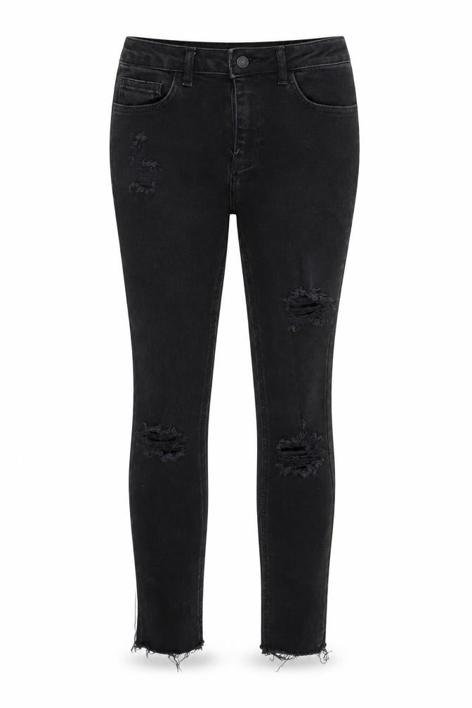 Front view of New Look women’s black skinny jeans, size UK 10, 27-inch leg