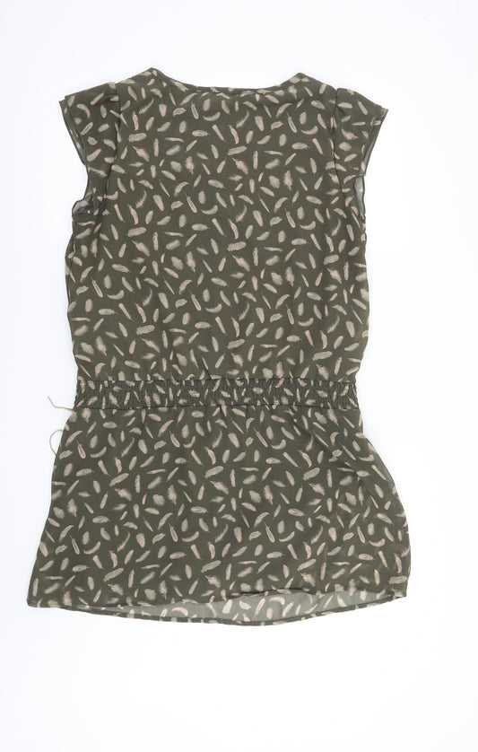 La Redoute Womens Green Geometric  Shift  Size 14  - Feather Print