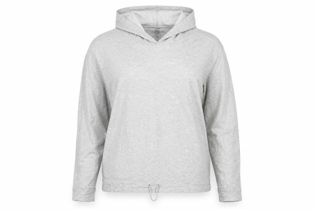 Front view of SOHO women’s grey pullover hoodie, size M