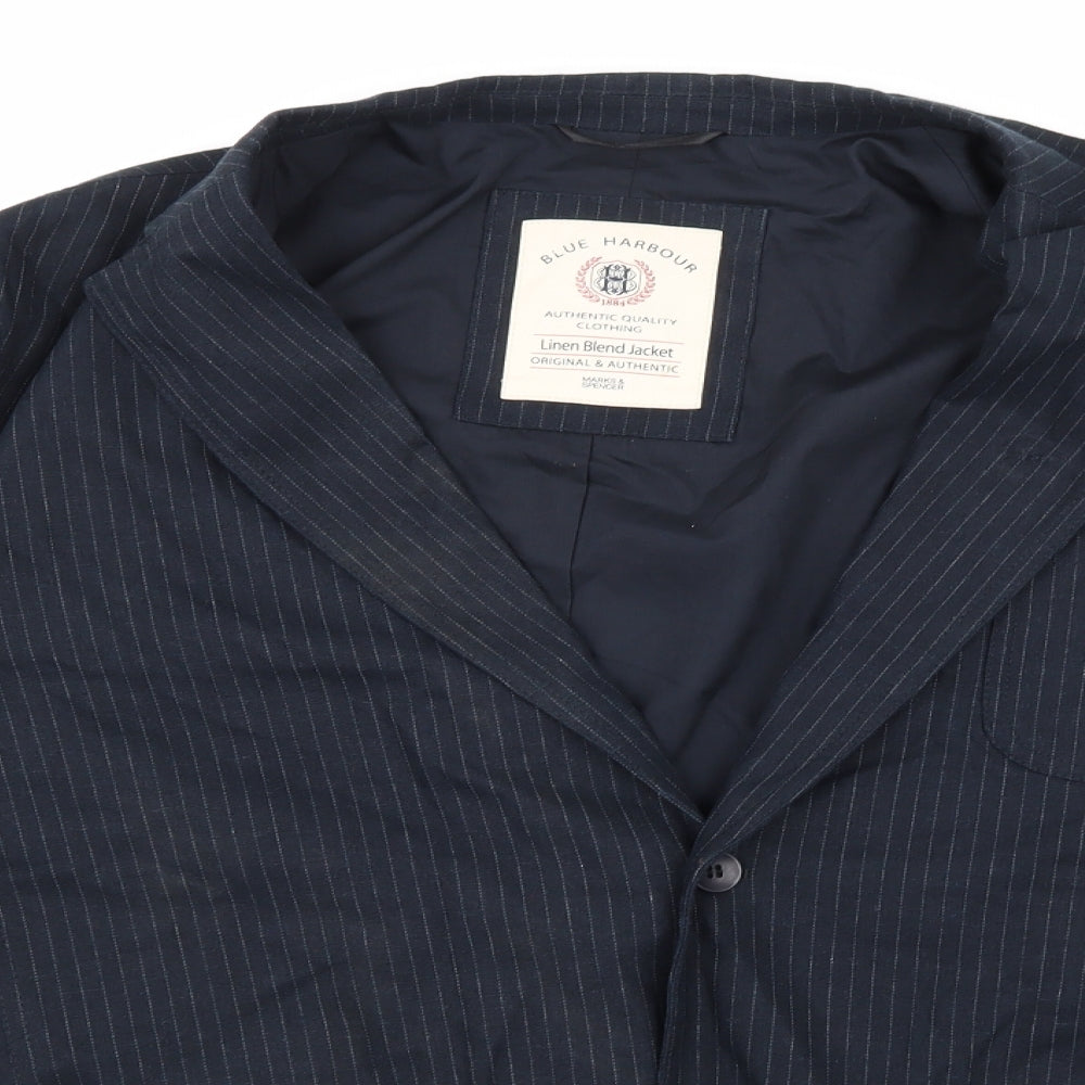 Blue Harbour Mens Blue Striped  Jacket Suit Jacket