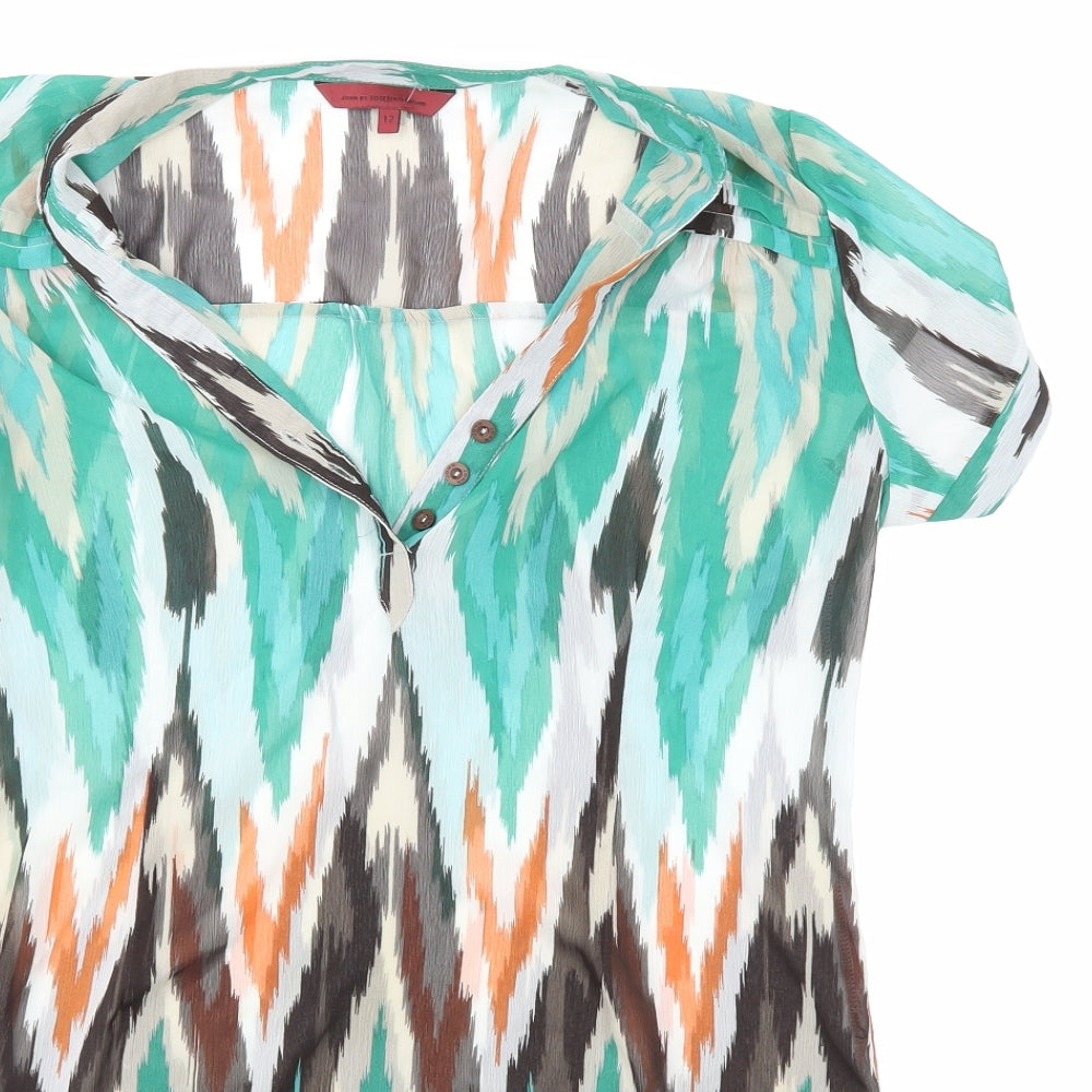 John Richmond Womens Multicoloured Geometric  Tunic Blouse Size 12