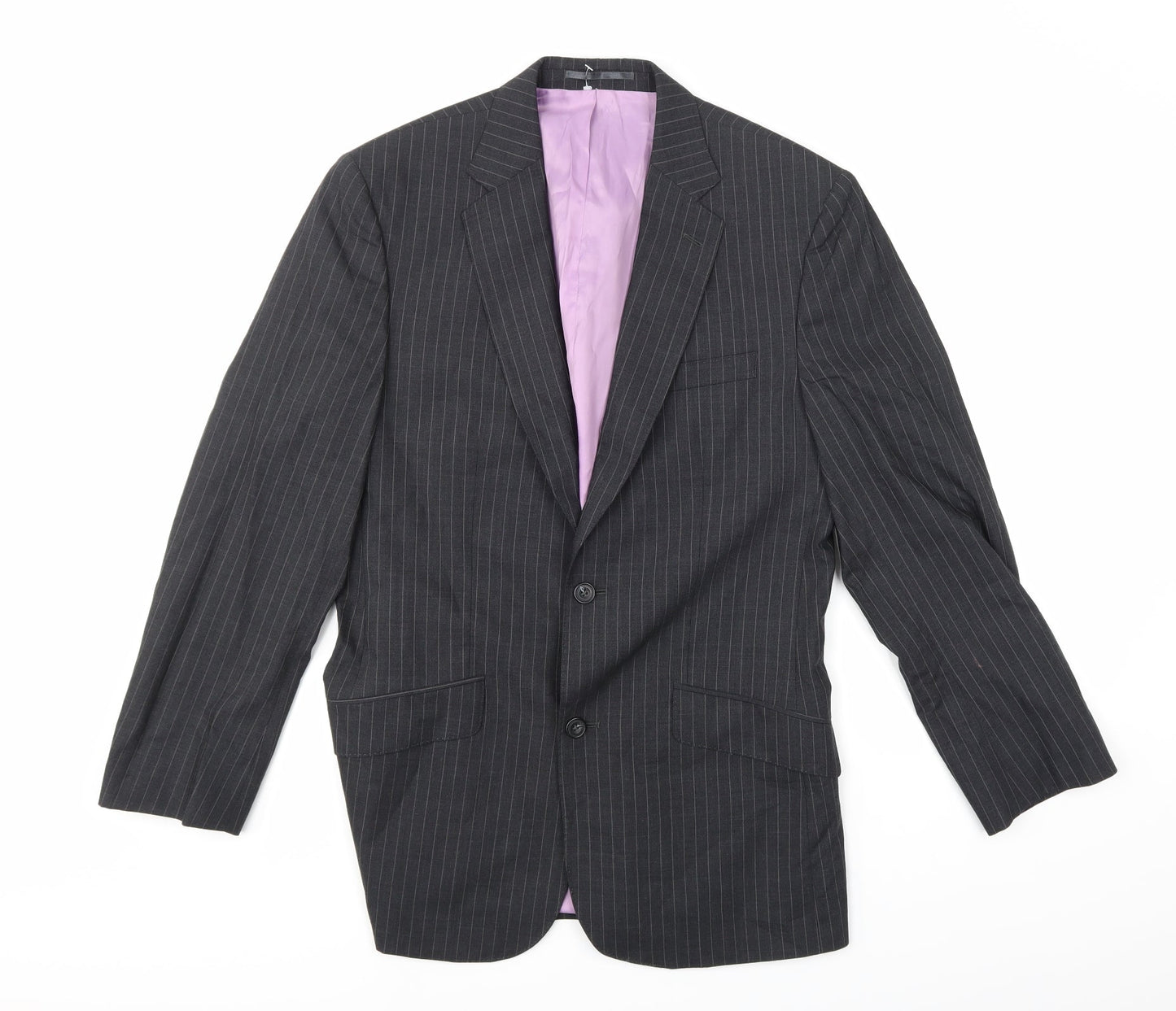 Super 100's Mens Grey Striped  Jacket Suit Jacket