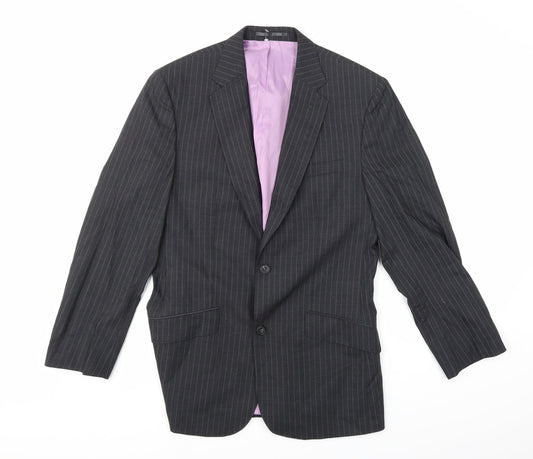 Super 100's Mens Grey Striped  Jacket Suit Jacket