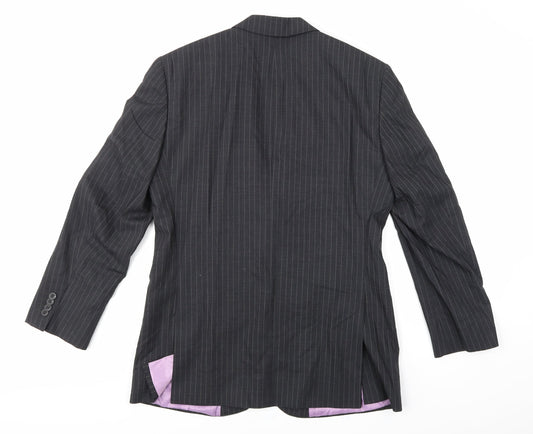 Super 100's Mens Grey Striped  Jacket Suit Jacket