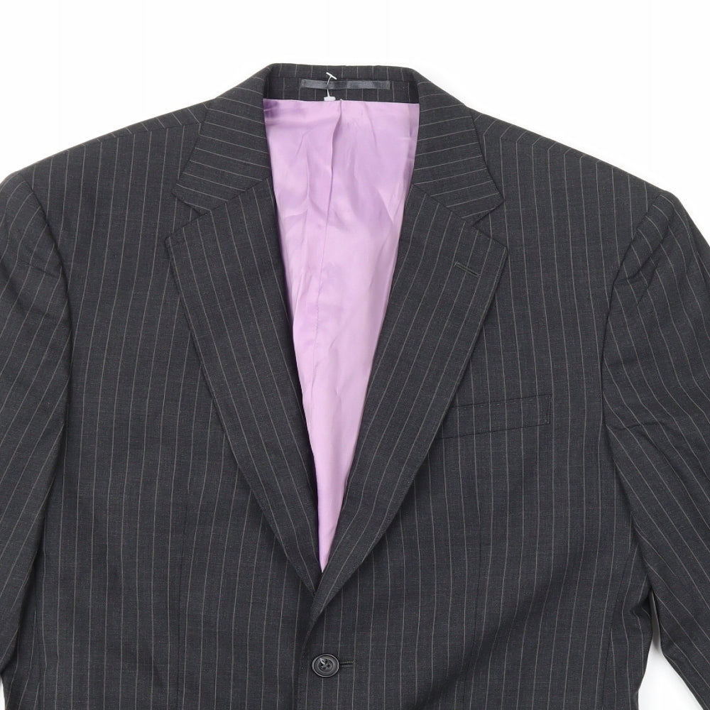 Super 100's Mens Grey Striped  Jacket Suit Jacket