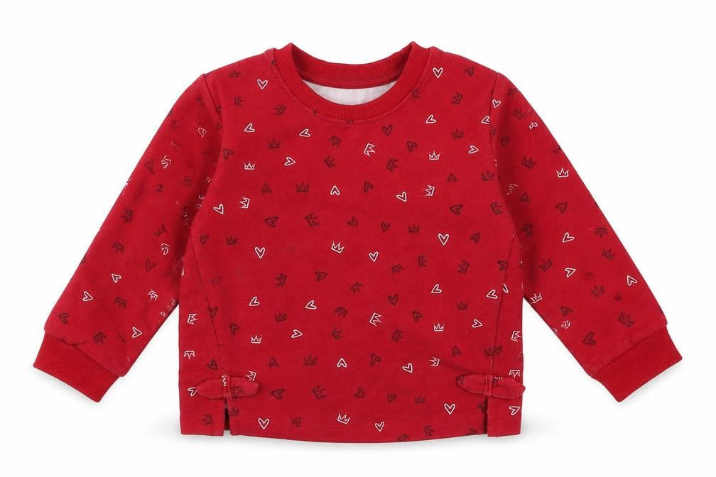 Front view of Matalan boys’ red basic t-shirt, size 12-18, months - crowns