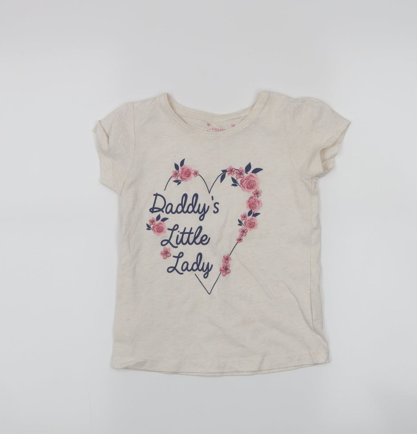 Primark Girls Beige   Basic T-Shirt Size 5-6 Years