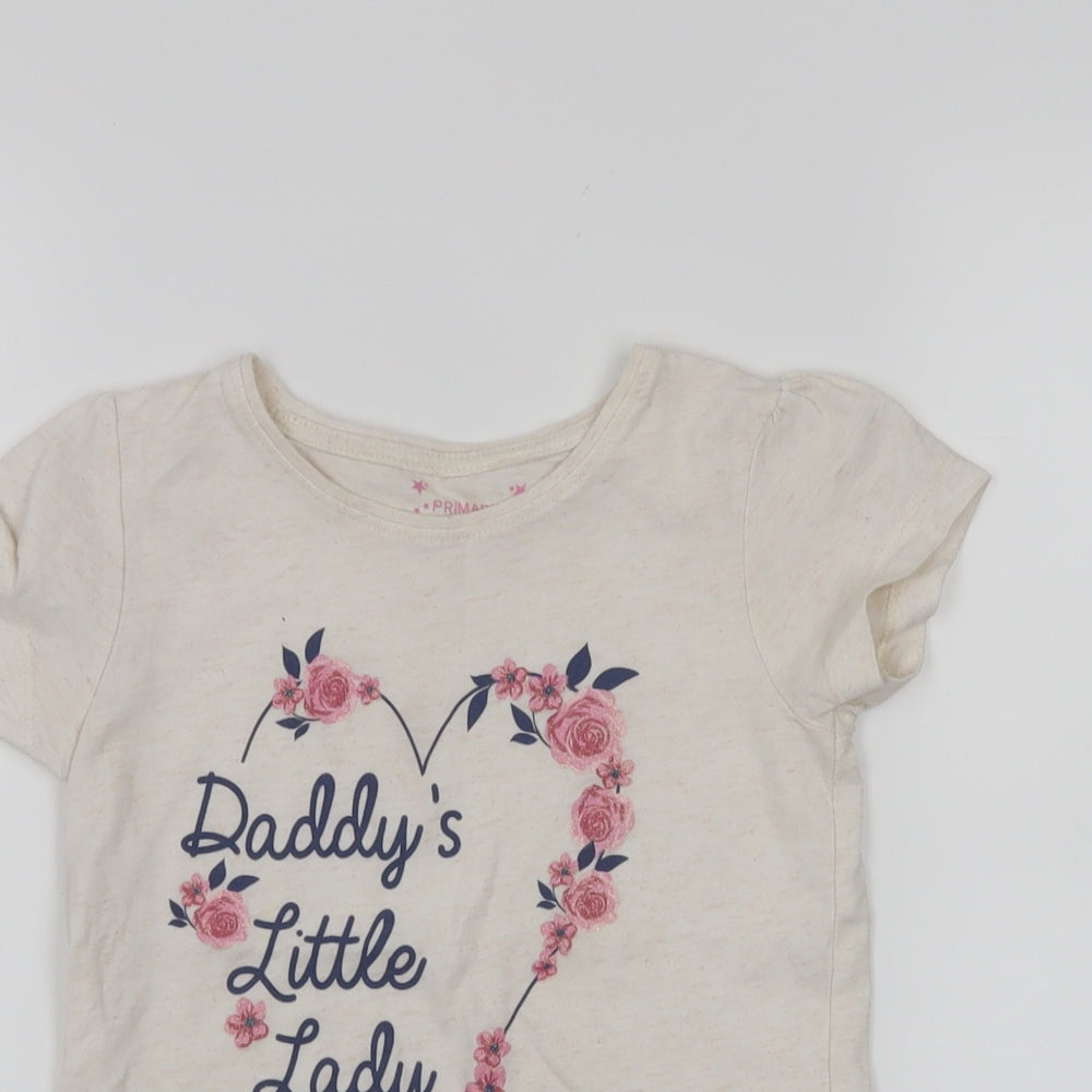 Primark Girls Beige   Basic T-Shirt Size 5-6 Years