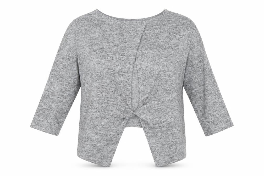 Front view of Miss Selfridge women’s grey jumper, size UK 10