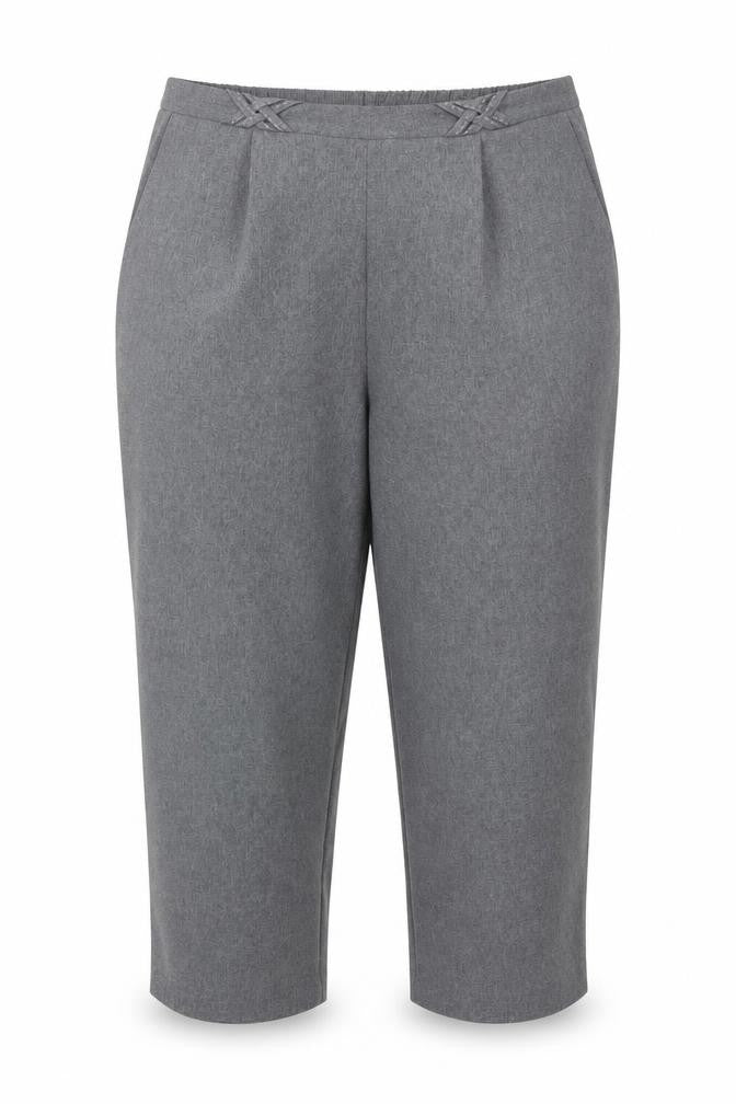 Front view of Bonmarché women’s grey trousers, size UK 18, 24-inch leg
