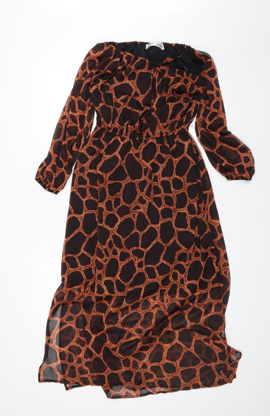 Lost Stock Womens Black Animal Print  A-Line  Size S