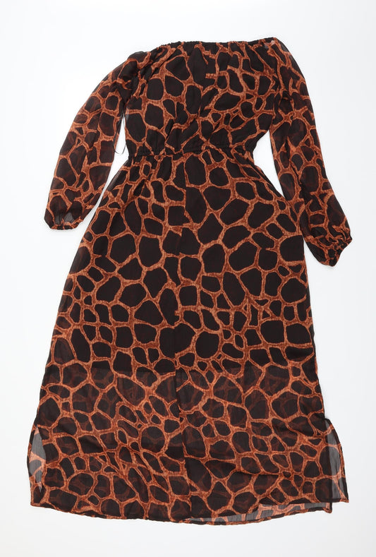Lost Stock Womens Black Animal Print  A-Line  Size S