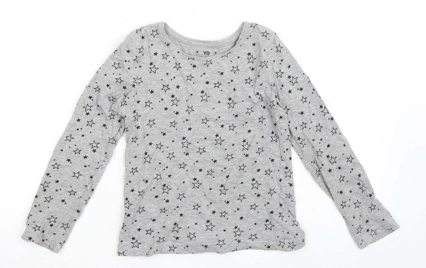 Primark Girls Grey   Basic T-Shirt Size 8-9 Years  - Star pattern